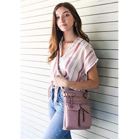 Lightweight Medium Crossbody Bag Shoulder Bag with Multi Pocket - Picture 6 of 7